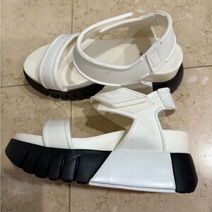 MIA 7 White and Black Wedge Platform Stylish Sandals